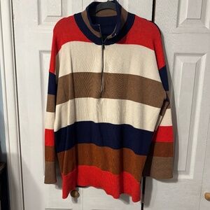 Wiholl Women's Color Block Half-Zip Long Sleeve Tunic Sweater - Size XXL